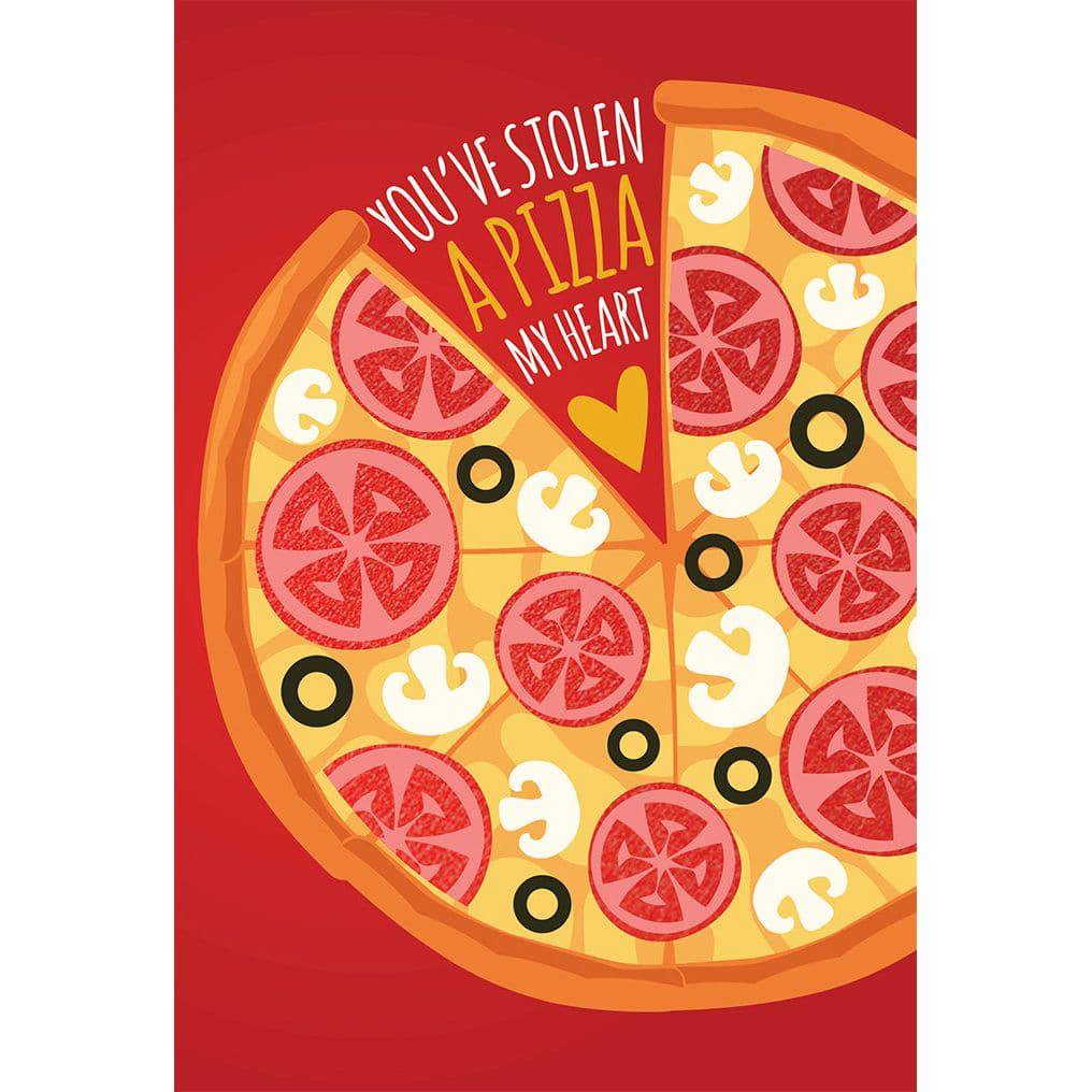 Pictura Pizza My Heart Love Card from Everyday Cards collection, featuring a colorful pizza design with love-themed message.